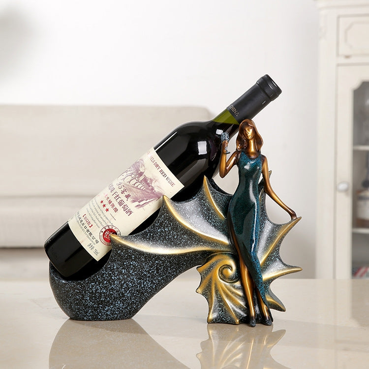 Blonde Form Kreativer Rotweinregal Abtropfgestell Flaschenhalter Ornament Harz Heimdekoration