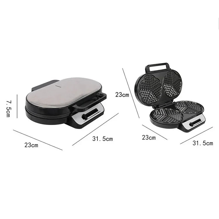 Waffeleisen mit Doppelplatte, Heizfunktion, Mini-Frühstücksmaschine, Sandwich- und Kuchenbackautomat für den Haushalt, EU-Stecker