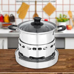 Tragbarer Outdoor-Dochtalkoholkocher aus Edelstahl, kleines Einzelkochtopf-Set, Größe: 14cm