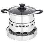Tragbarer Outdoor-Dochtalkoholkocher aus Edelstahl, kleines Einzelkochtopf-Set, Größe: 14cm