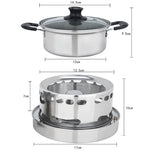 Tragbarer Outdoor-Dochtalkoholkocher aus Edelstahl, kleines Einzelkochtopf-Set, Größe: 14cm