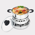 Tragbarer Outdoor-Dochtalkoholkocher aus Edelstahl, kleines Einzelkochtopf-Set, Größe: 14cm