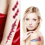 10 Stück S-045 Halloween-Terror-Wunden-Aufkleber mit realistischer Blutverletzung und Narbenmotiv, temporäre Tattoo-Aufkleber, S-045/10 Stück