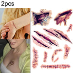 2 Stück V-06 Halloween-Terror-Wunden-Aufkleber mit realistischen Kratzern, Verletzungen und Narben, temporäre Tattoo-Aufkleber, V-06 1/2 Stück