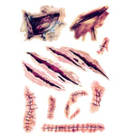 2 Stück V-06 Halloween-Terror-Wunden-Aufkleber mit realistischen Kratzern, Verletzungen und Narben, temporäre Tattoo-Aufkleber, V-06 1/2 Stück