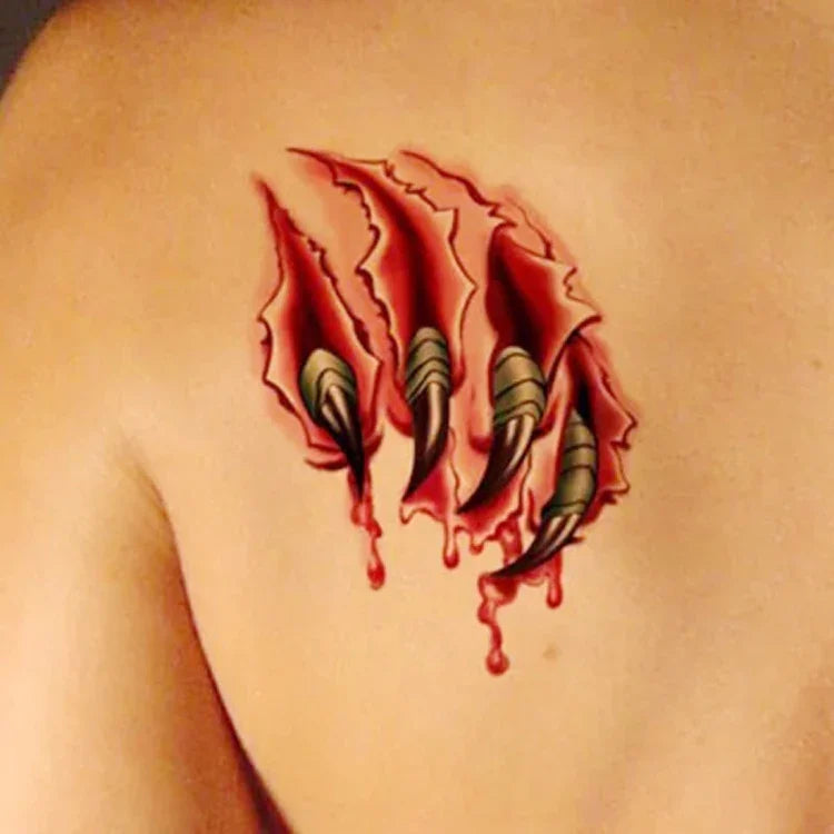 20 Stück S-024 Halloween-Terror-Aufkleber mit realistischen Wunden, Blutspuren, Narben, temporären Tattoos, S-024/20 Stück