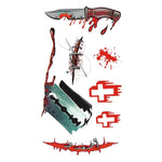 10 Stück S-299 Halloween-Terror-Wunden-Aufkleber mit realistischer Blutverletzung und Narbenmotiv, temporäre Tattoo-Aufkleber, S-299/10 Stück