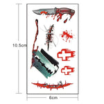 10 Stück S-299 Halloween-Terror-Wunden-Aufkleber mit realistischer Blutverletzung und Narbenmotiv, temporäre Tattoo-Aufkleber, S-299/10 Stück