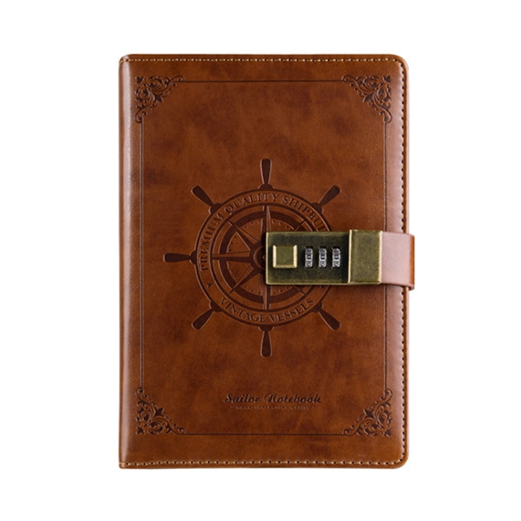 B6 Retro PU-Einband Sailor Notizbuch Tagebuch mit Zahlenschloss