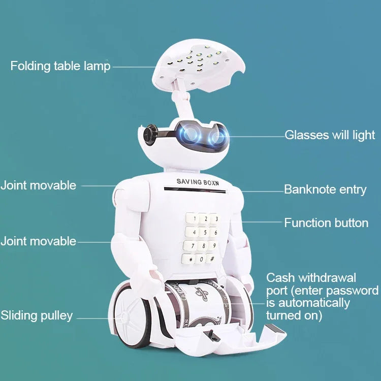 Multifunktionale Roboter-Spardose mit Schreibtischlampe und Code-Spardose für Kinder, Roboter-Bank