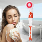 Elektrische wasserdichte Multifunktions-Badebürste mit langem Griff, Massagebürste mit 4 Bürstenköpfen