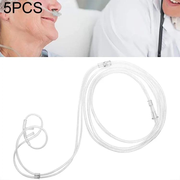 5 Stück Einweg-Nasensauerstoffschlauch mit Doppelloch für den Haushalt, Sauerstoffzufuhrschlauch, Länge: 6 m, Länge: 6 m
