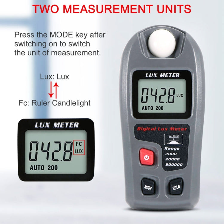 MT-30 LCD tragbares digitales Luxmeter für Fabrik / Schule / Haus verschiedene Anlässe, Messbereich: 0,1-200.000 Lux, MT-30