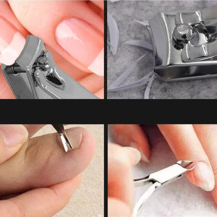 7-teiliges Nagelpflege-Set (Nagelknipser, schräger Nagelknipser, Doppelhaken, Augenbrauenschere, Augenbrauenpinzette, Ohrenschmalzentferner, doppelseitige Nagelfeile) mit Ledertasche, 7 in 1