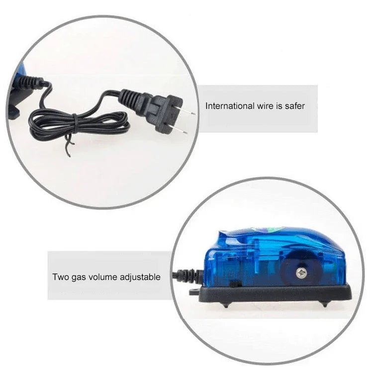 SOBO SB-348A 5W Double Outlets Adjustable Flow Aquarium Air Pump Fish Tank Oxygen Air Pump, 5W  Double Outlets
