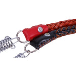 Teleskop-Hundehalsband aus Rindsleder, geeignet für mittelgroße und große Hunde, Größe M, Seillänge: 128 cm, Halsbandgröße: 32–44 cm