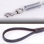 Teleskop-Hundehalsband aus Rindsleder, geeignet für mittelgroße und große Hunde, Größe M, Seillänge: 128 cm, Halsbandgröße: 32–44 cm