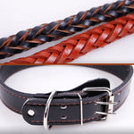 Teleskop-Hundehalsband aus Rindsleder, geeignet für mittelgroße und große Hunde, Größe M, Seillänge: 128 cm, Halsbandgröße: 32–44 cm