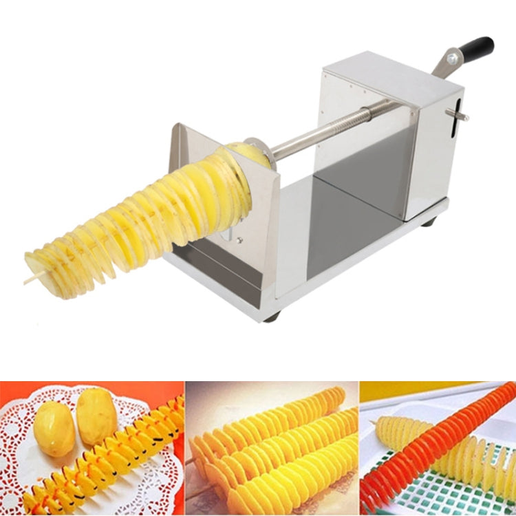 Edelstahl manueller Spiral-Tornado-Turm-Hand-Shake Kartoffel-Rotations-Chips-Twister-Schneider, Hand-Shake