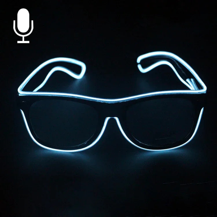 Neue LED-Mehrfarben-Fluoreszierende Leuchtbrille EL-Blinkbrille, Klanggesteuerte Ausführung, Zufällige Farblieferung, Leuchtbrille, Klanggesteuerte Ausführung