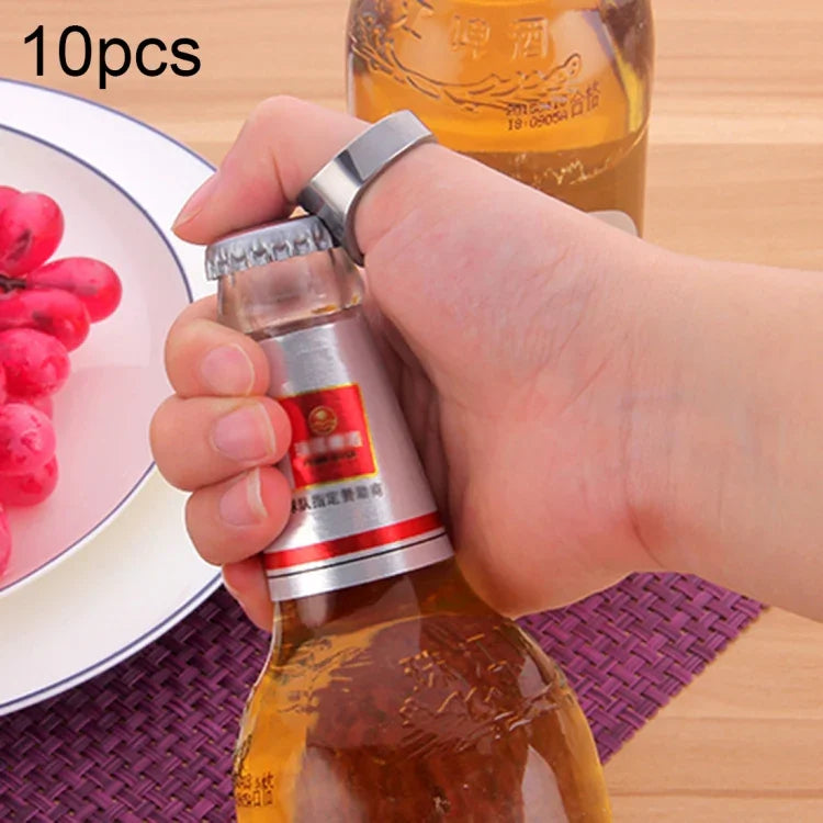 10 Stück Ring-Flaschenöffner aus Metall für Bierflaschen und Dosen, Innendurchmesser: 2,2 cm, 10 Stück Ring