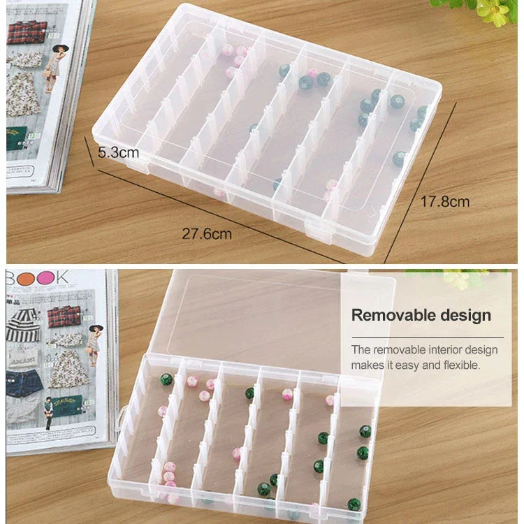 Aufbewahrungsbox aus Kunststoff mit herausnehmbaren Fächern für Schmuck, Ohrringe, Angelhaken und kleine Accessoires, Größe: Groß, 36 Fächer