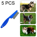 5er-Set Katzen- und Hundekämme mit feinen Zinken aus Edelstahl zur Flohentfernung, Länge: 14 cm, Blau, Lila, Weiß