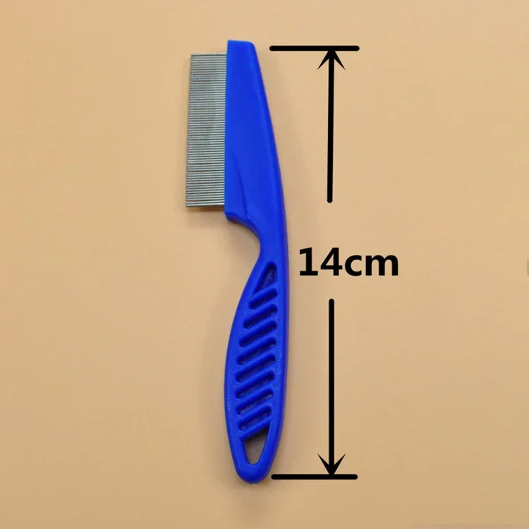 5er-Set Katzen- und Hundekämme mit feinen Zinken aus Edelstahl zur Flohentfernung, Länge: 14 cm, Blau, Lila, Weiß