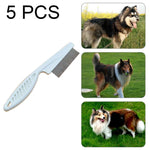 5er-Set Katzen- und Hundekämme mit feinen Zinken aus Edelstahl zur Flohentfernung, Länge: 14 cm, Blau, Lila, Weiß