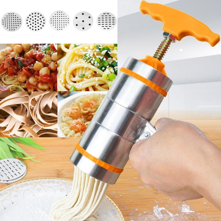 5 Formen Haushalt Manuell Kleine Edelstahl-Pressmaschine Handheld Nudelmaschine, 5 Formen