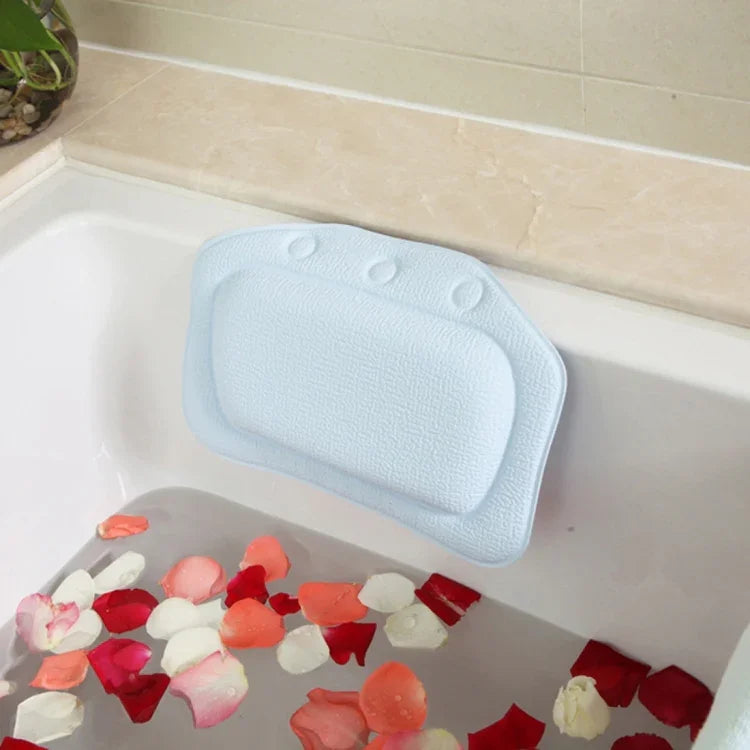 Badezimmerbedarf Badewannenkissen Badewannen-Kopfstütze Saugnapf Wasserdichte Badkissen, zufällige Farblieferung, Größe: 31*21cm, Badewannenkissen