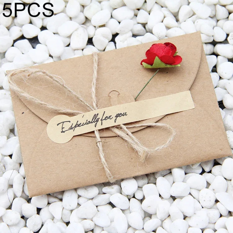5 Stk. Festival Kreative DIY Retro Kraftpapier Handgemachte Große Trockenblumen Grußkarte Geburtstagskarte, Trockenblumen Grußkarte