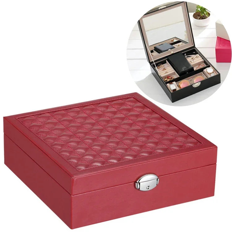 Große Schmuckschatulle aus Holz, Aufbewahrung für Halsketten und Ringe, Geschenkbox