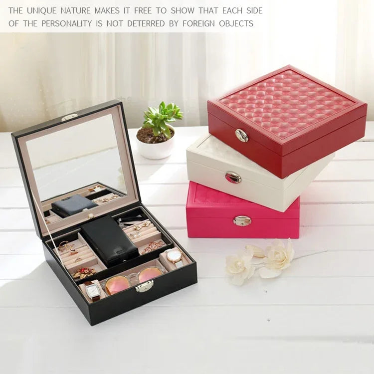 Große Schmuckschatulle aus Holz, Aufbewahrung für Halsketten und Ringe, Geschenkbox