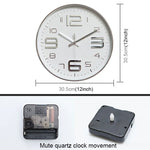12 Zoll Kreative Dekorative Runde Wohnzimmer Einfache Moderne Quarz-Wanduhr