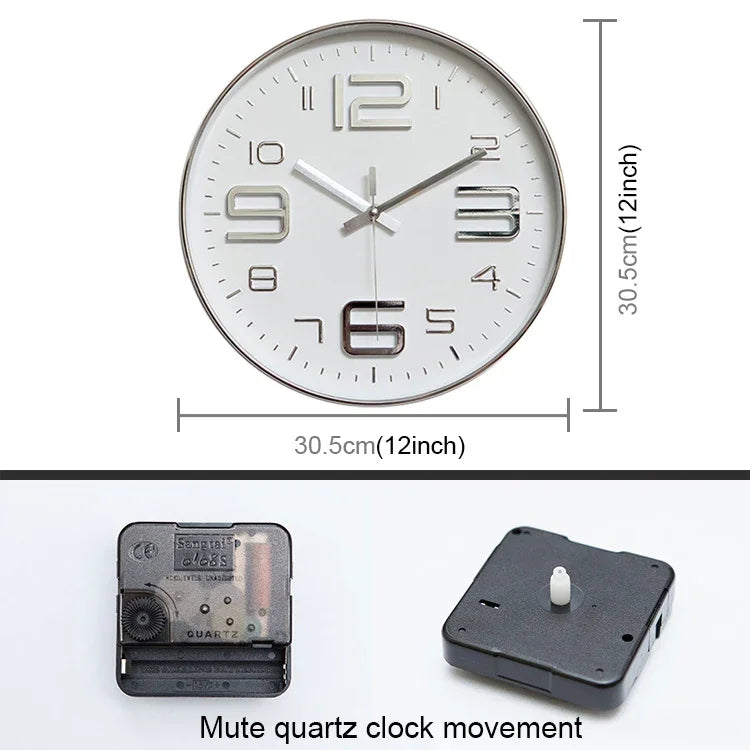 12 Zoll Kreative Dekorative Runde Wohnzimmer Einfache Moderne Quarz-Wanduhr