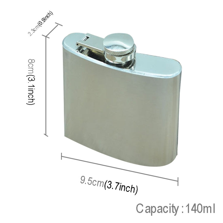 140 ml (5 oz) Outdoor-Sport tragbar für Zuhause Reisen Wild Edelstahl-Flachmann (mit kleinem Trichter) (Silber 140 ml (5 oz)), 140 ml (5 oz)