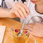 Edelstahl-Trinkhalm mit Teefilter, Kräuterteefilter, Teesieb, Saft, Café, Kaffee, Rührlöffel