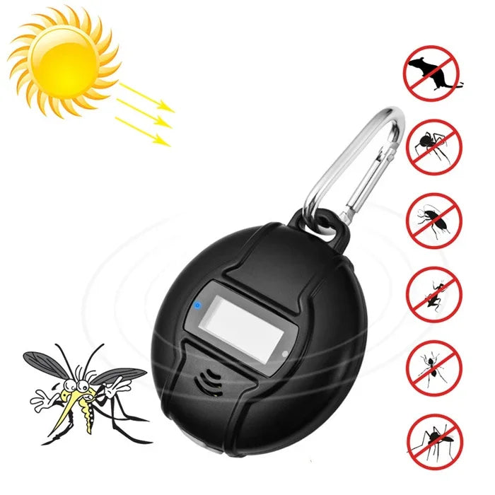 Q3 Outdoor Tragbares Solar Insektenbekämpfungsmittel Insekten Insekten Ultraschall Mückenabwehr Vertreiber Killer mit Kompassfunktion, Mückenabwehr