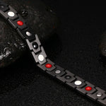 Modisches Herrenarmband im europäischen und amerikanischen Stil, Edelstahl mit Goldauflage, magnetisches Design, Größe: 12 mm x 22 cm (Schwarz + Gold)