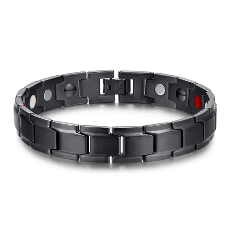 Modisches Herrenarmband im europäischen und amerikanischen Stil, Edelstahl + schwarze Beschichtung, Magnetverschluss, Größe: 12 mm x 22 cm (Schwarz), Größe: 12 mm x 22 cm (Schwarz)