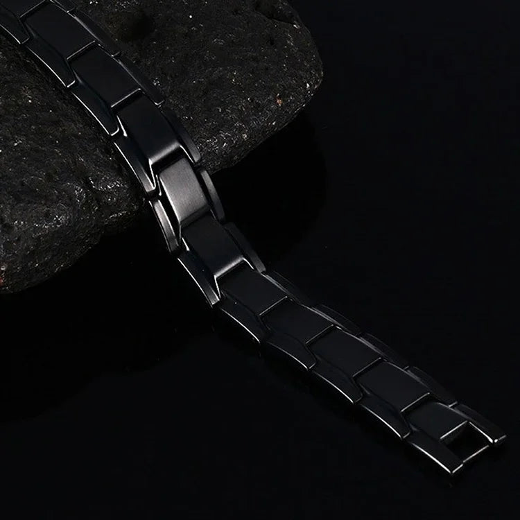 Modisches Herrenarmband im europäischen und amerikanischen Stil, Edelstahl + schwarze Beschichtung, Magnetverschluss, Größe: 12 mm x 22 cm (Schwarz), Größe: 12 mm x 22 cm (Schwarz)