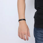 Modisches Herrenarmband im europäischen und amerikanischen Stil, Edelstahl + schwarze Beschichtung, Magnetverschluss, Größe: 12 mm x 22 cm (Schwarz), Größe: 12 mm x 22 cm (Schwarz)