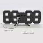 Multifunktionale große 3D LED Digital-Wanduhr mit Weckfunktion und Schlummerfunktion, 12/24-Stunden-Anzeige für Zuhause, Küche, Büro, DC 5V, CE-zertifiziert, schwarzes Gehäuse grüne Ziffern, schwarzes Gehäuse blaue Ziffern, schwarzes Gehäuse weiße Ziffern