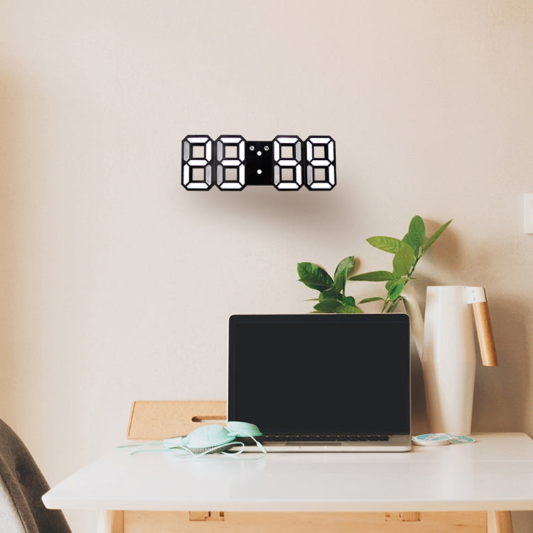 Multifunktionale große 3D LED Digital-Wanduhr mit Weckfunktion und Schlummerfunktion, 12/24-Stunden-Anzeige für Zuhause, Küche, Büro, DC 5V, CE-zertifiziert, schwarzes Gehäuse grüne Ziffern, schwarzes Gehäuse blaue Ziffern, schwarzes Gehäuse weiße Ziffern