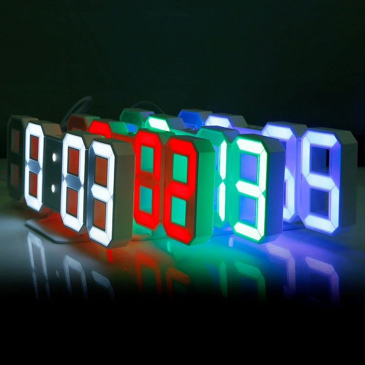 Multifunktionale große 3D LED Digital-Wanduhr mit Weckfunktion und Schlummerfunktion, 12/24-Stunden-Anzeige für Zuhause, Küche, Büro, DC 5V, CE-zertifiziert, schwarzes Gehäuse grüne Ziffern, schwarzes Gehäuse blaue Ziffern, schwarzes Gehäuse weiße Ziffern