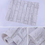 Weiße Ziegel Kreative 3D Steinziegel-Dekoration Tapetenaufkleber Schlafzimmer Wohnzimmer Wand Wasserdichte Tapetenrolle, Größe: 45 x 1000 cm, Weißer Ziegel