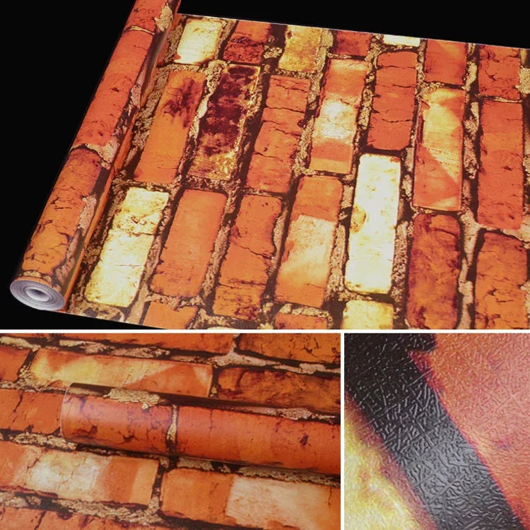 Rainbow Stone Rainbow Stone Creative 3D Stone Brick Decoration Wallpaper Stickers Bedroom Living Room Wall Waterproof Wallpaper Roll, Size: 45 x 1000cm, Rainbow stone