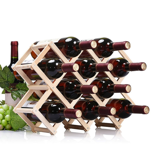 10 Flaschen Regal Faltbarer Weinhalter Holz Weinhalter Küchen Bar Display Regal, 10 Flaschen