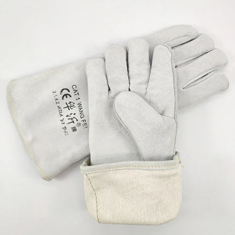 246# Verschleißfeste, zweilagige Leder-Isolierhandschuhe, hochtemperaturbeständig, Schweißerhandschuhe, Leder-Arbeitsschutz, Größe: 34*16cm, 246#